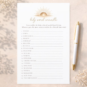 Little Sunshine Baby Shower Game Word Scramble