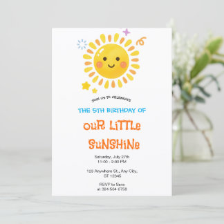 Little Sunshine Birthday Happy Sun Party Invitation