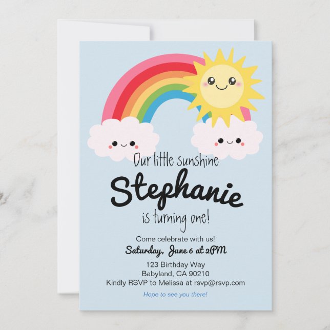 Little Sunshine Birthday invitation (Front)