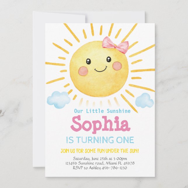 Little Sunshine Birthday Invitation-A159 Invitation (Front)