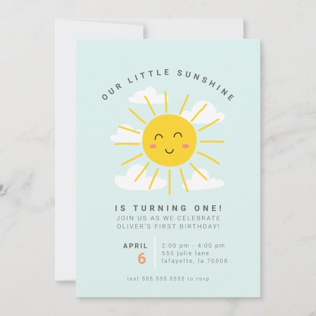 Little Sunshine Birthday Party Invitations (Front)