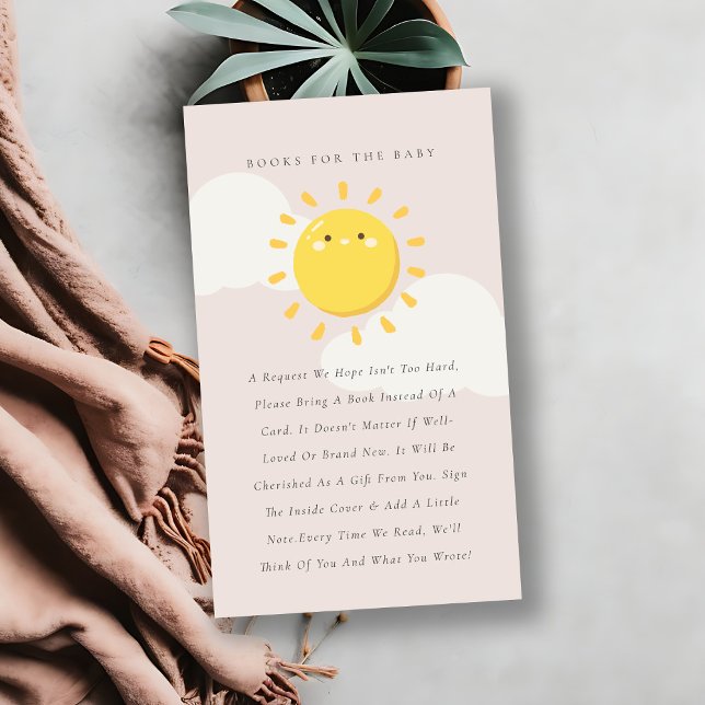 Little Sunshine Blush Books for Baby Shower Enclosure Card (Creator Uploaded)