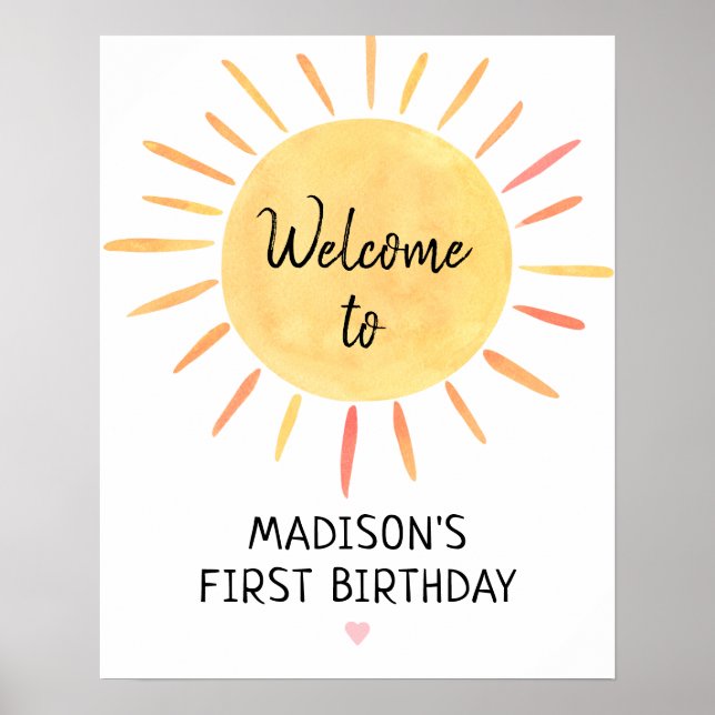 Little Sunshine Boho Birthday Welcome Poster (Front)