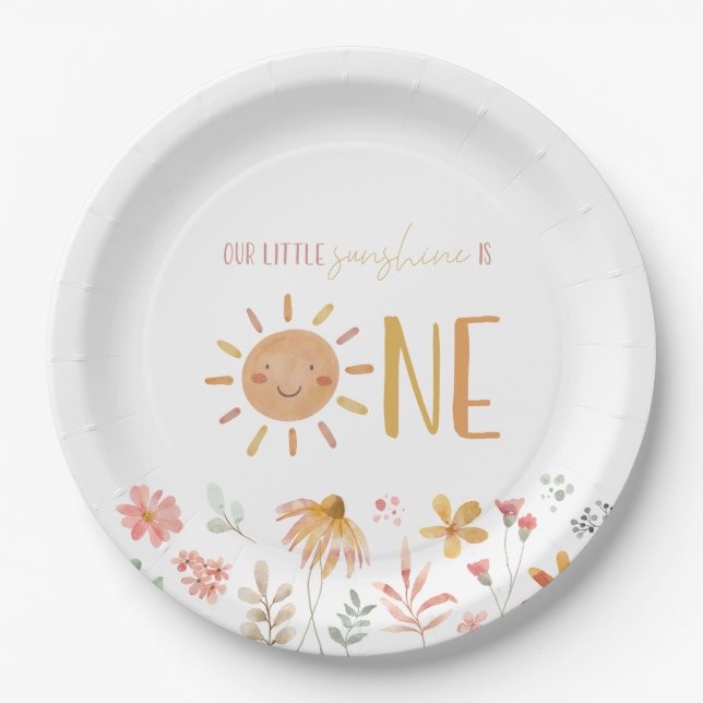 Little Sunshine First Birthday Paper Plate (Front)