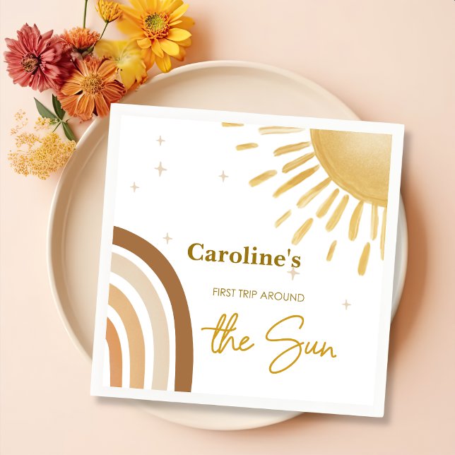 Little Sunshine First Trip Around the Sun Birthday Napkin (Creator Uploaded)