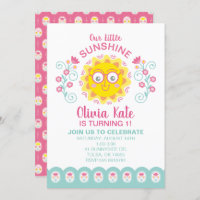 Little Sunshine Girl 1st Birthday Invitation
