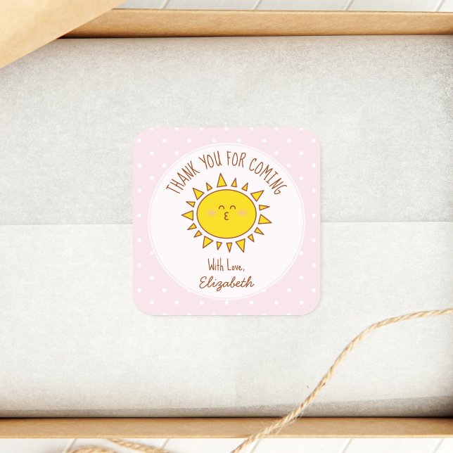 Little Sunshine Girl Birthday Thank You For Coming Square Sticker (Creator Uploaded)