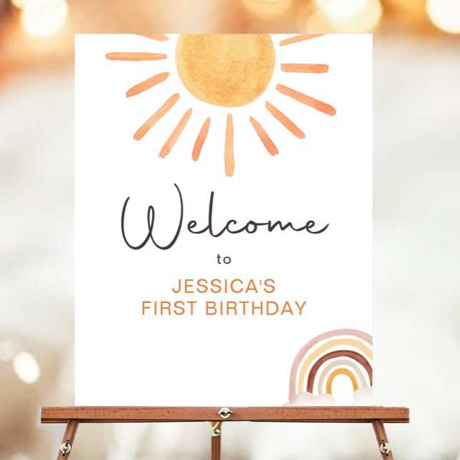 Little Sunshine Girl Boho Sun Birthday Welcome Poster (Creator Uploaded)