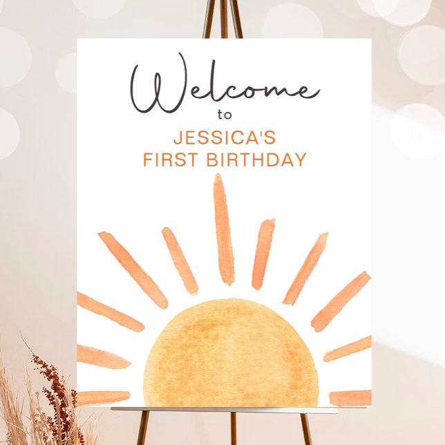 Little Sunshine Girl Boho Sun Birthday Welcome Poster (Creator Uploaded)