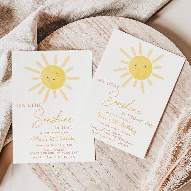 Little sunshine minimalist 1st birthday invitation (Creator Uploaded)