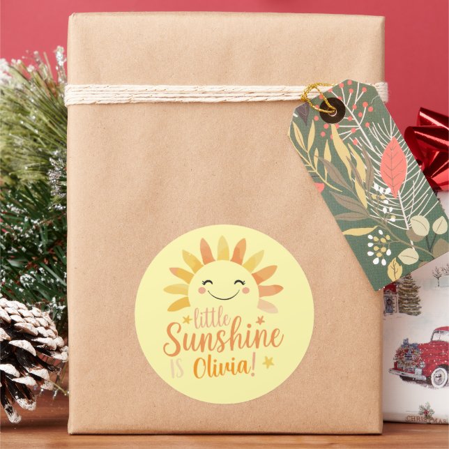 Little Sunshine Personalised Round Sticker (Holiday)