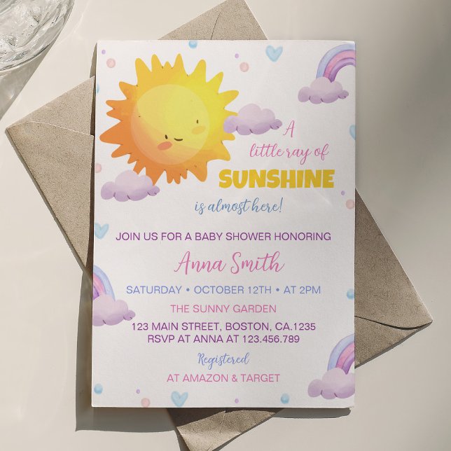 Little Sunshine Rainbow Baby Shower Invitation (Creator Uploaded)