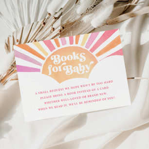 Little Sunshine Retro Pink Sun Girl Books For Baby Enclosure Card