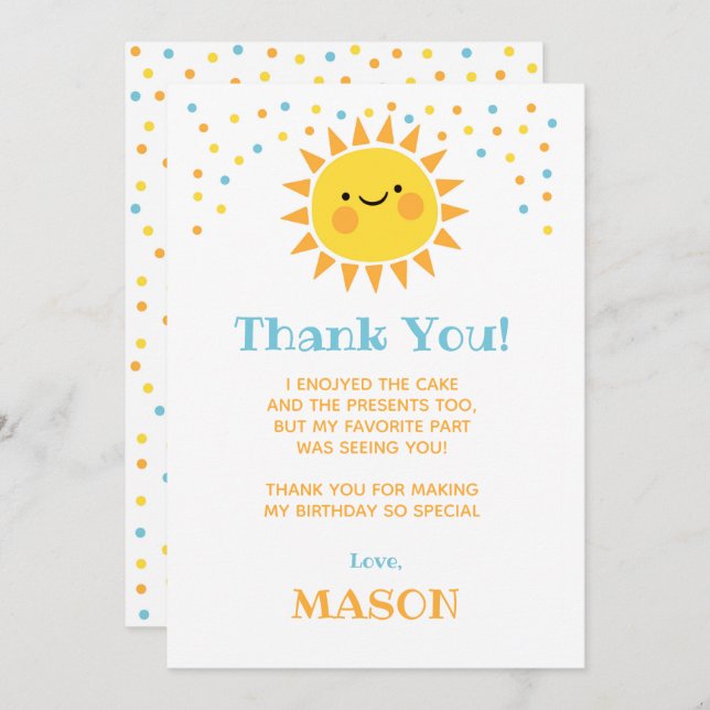 Little Sunshine Thank you cards (Front/Back)