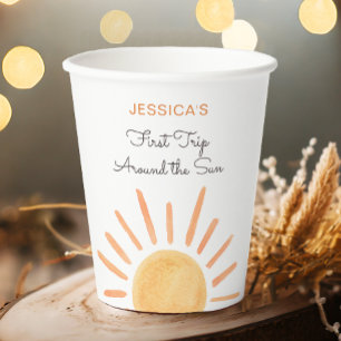 Little Sunshine Trip Around the Sun 1st Birthday Paper Cups