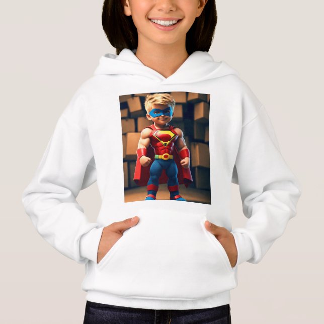 Little Superhero Boy 3D Cartoon - Strong & Smiling (Front)