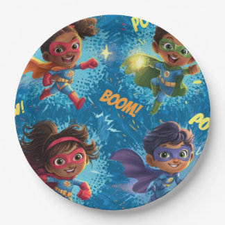 Little Superheroes Party Paper Plate