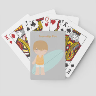 Little Surfer Dude Child Surfer Personalise Playing Cards