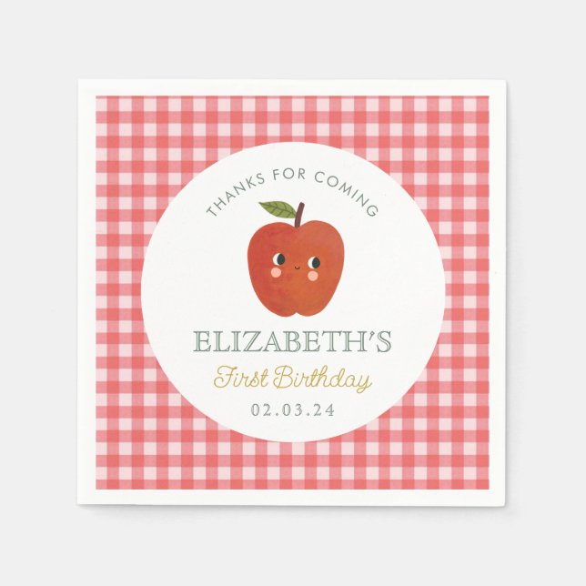 Little Sweet Apple  First Birthday Napkin (Front)