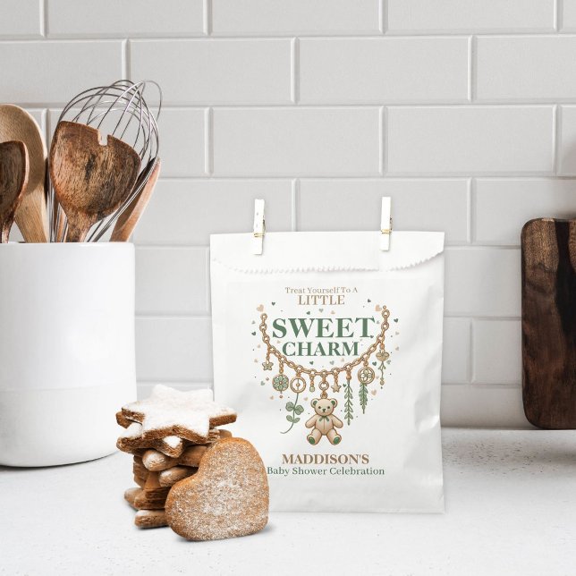 Little Sweet Charm Baby Shower Favor Bag (Adorable Charm Bracelet Favour Bag to match the Lucky Charm Baby Shower Set)