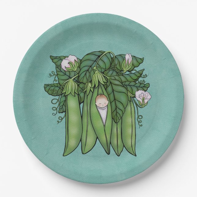 Little Sweet Pea Baby Shower Paper Plate (Front)