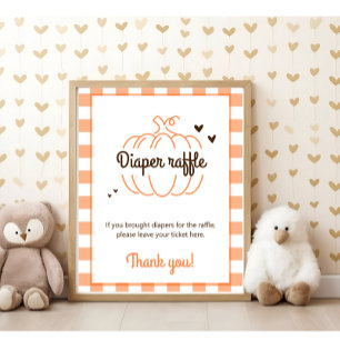 Little Sweet Pumpkin Baby Shower Fun Diaper Raffle Poster
