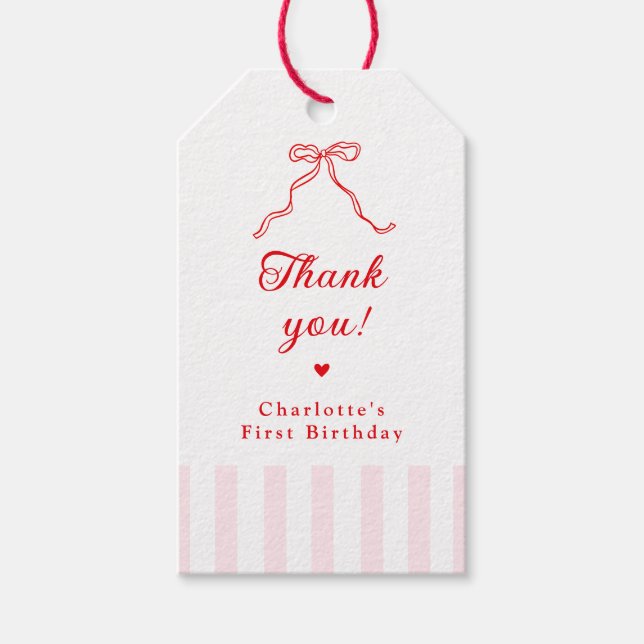 Little Sweetheart 1st Birthday Gift Tags (Front)