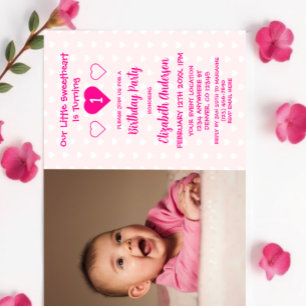 Little Sweetheart 1st Birthday Invitation