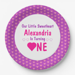 Little Sweetheart 1st Birthday Paper Plate