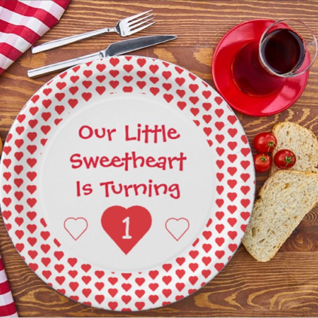Little Sweetheart 1st Birthday Paper Plate (Creator Uploaded)