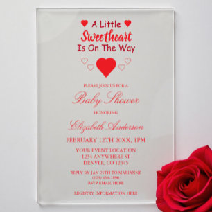 Little Sweetheart Baby Shower Acrylic Invitations