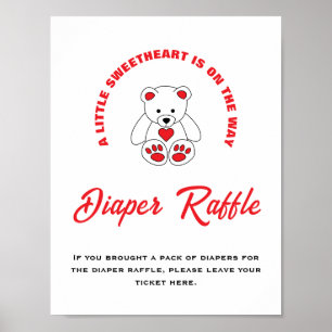 Little Sweetheart Baby Shower Diaper Raffle Sign