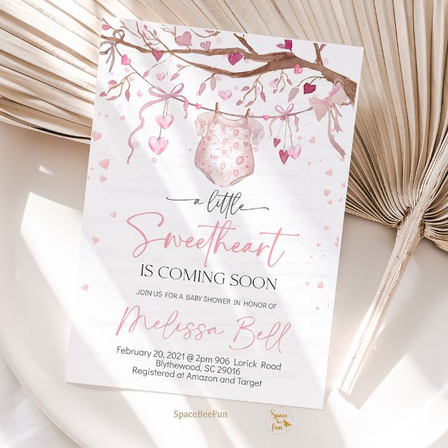 Little Sweetheart Baby Shower Invitation, Valentin Invitation (baby shower invitation, valentine baby shower, little sweetheart baby shower, baby shower card, prin)