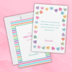 Little sweetheart baby shower thank you card