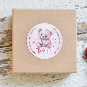 Little sweetheart bear Baby Shower Thank you Classic Round Sticker
