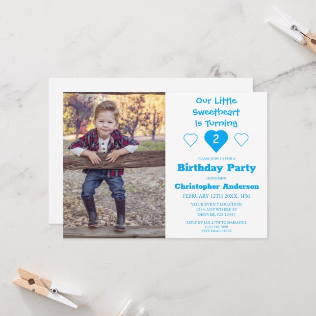 Little Sweetheart Birthday Invitation (Front/Back In Situ)