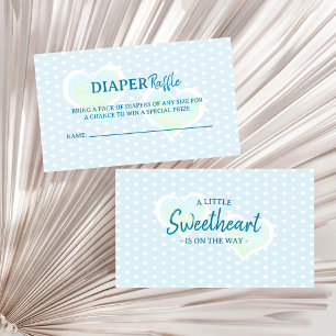 Little Sweetheart Blue Baby Shower Diaper Raffle Enclosure Card