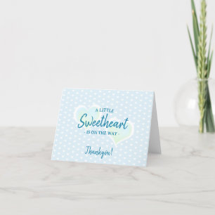 Little Sweetheart Blue Baby Shower Thank You Card