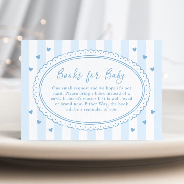 Little Sweetheart Blue Bow Books for Baby Enclosure Card (Creator Uploaded)