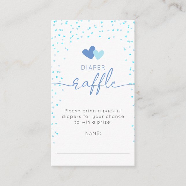 Little Sweetheart Blue Diaper Raffle Card (Front)