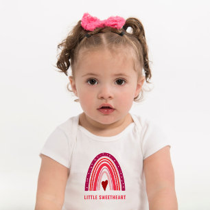 Little Sweetheart Boho Rainbow Valentine Baby Bodysuit