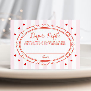 Little Sweetheart Bow Baby Shower Diaper Raffle Enclosure Card