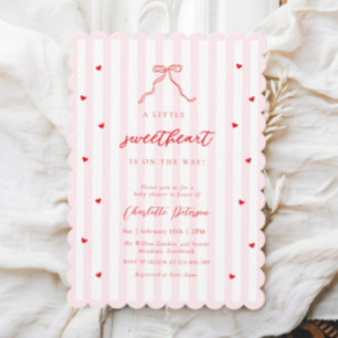 Little Sweetheart Bow Baby Shower Invitation