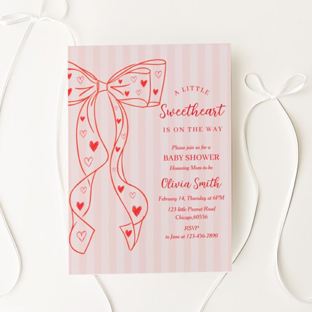 Little Sweetheart Bow Baby Shower Invitation (Creator Uploaded)