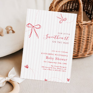 Little Sweetheart Bow Baby Shower Invitation