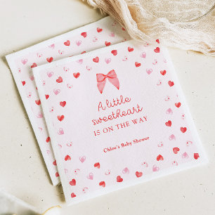 Little Sweetheart Bow Baby Shower Invitation Napkin