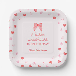 Little Sweetheart Bow Baby Shower Paper Plate
