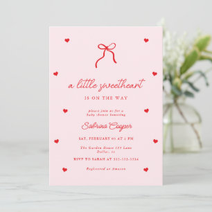 Little Sweetheart Bow Girl Baby Shower Invitation