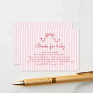 Little Sweetheart Bow Pink Stripes Book for Baby Enclosure Card