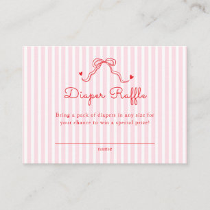 Little Sweetheart Bow Pink Stripes Diaper Raffle Enclosure Card